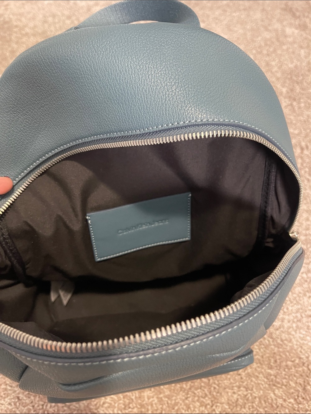 Calvin Klein Teal Pebbled Leather Backpack with Matching Wallet - Picture 7 of 11